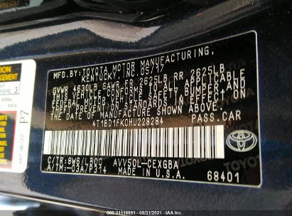 Lot #3052077882 2017 TOYOTA CAMRY HYBRID XLE