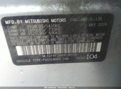 Lot #2992815541 2017 MITSUBISHI MIRAGE G4 SE