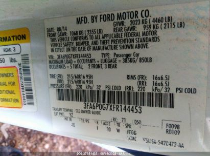 Lot #3053067027 2015 FORD FUSION S