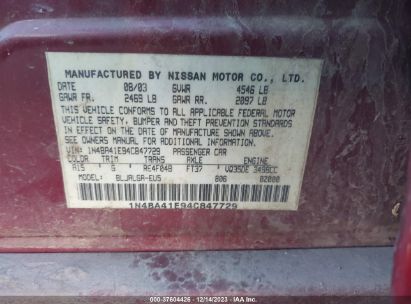 Lot #3035088657 2004 NISSAN MAXIMA SL