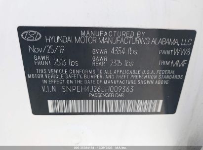 Lot #3035088347 2020 HYUNDAI SONATA LIMITED