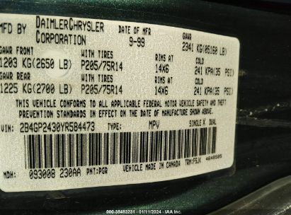 Lot #3033210606 2000 DODGE GRAND CARAVAN