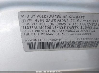 Lot #3035088331 2011 VOLKSWAGEN CC LUX PLUS