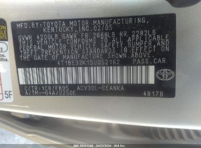 Lot #3035088605 2005 TOYOTA CAMRY LE