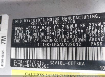 Lot #2997780130 2010 TOYOTA CAMRY SE V6