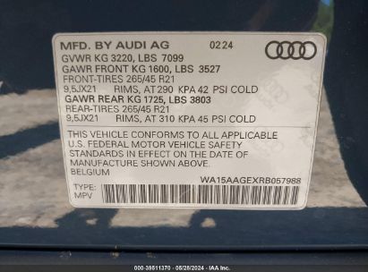 Lot #2992834056 2024 AUDI Q8 E-TRON PREMIUM PLUS QUATTRO