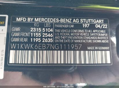 Lot #2992834045 2022 MERCEDES-BENZ AMG C 43 4MATIC