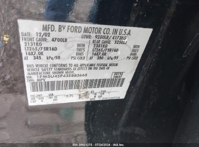 Lot #3035078712 2003 FORD EXCURSION EDDIE BAUER