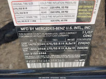 Lot #3050081478 2008 MERCEDES-BENZ GL 450 4MATIC