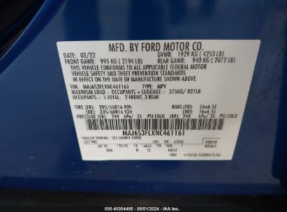 Lot #3006594517 2022 FORD ECOSPORT S