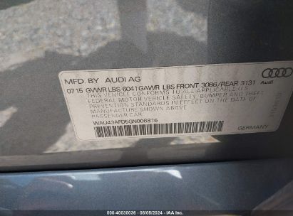 Lot #3051079097 2016 AUDI A8 L 4.0T SPORT