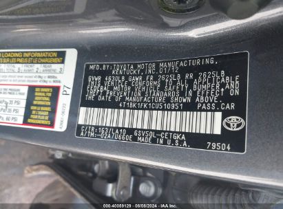 Lot #3035078642 2012 TOYOTA CAMRY XLE V6