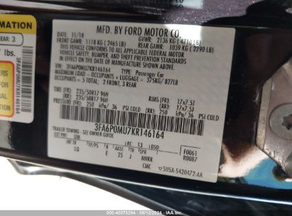 Lot #3056071467 2019 FORD FUSION HYBRID SEL