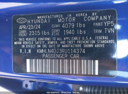 Lot #2997779726 2024 HYUNDAI ELANTRA HYBRID LIMITED