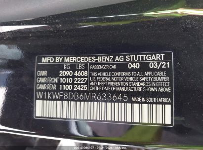 Lot #3006593821 2021 MERCEDES-BENZ C 300 SEDAN