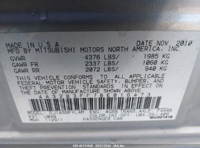 Lot #3037531088 2011 MITSUBISHI GALANT ES/SE