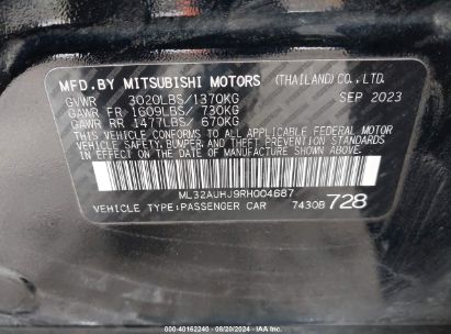 Lot #2992828006 2024 MITSUBISHI MIRAGE ES