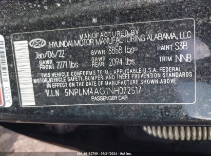 Lot #2989127260 2022 HYUNDAI ELANTRA SEL