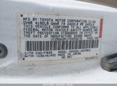 Lot #2992833578 2000 TOYOTA CAMRY LE