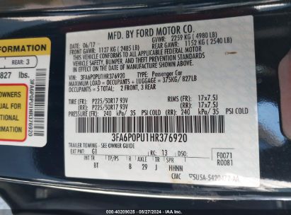 Lot #2992833521 2017 FORD FUSION ENERGI SE LUXURY