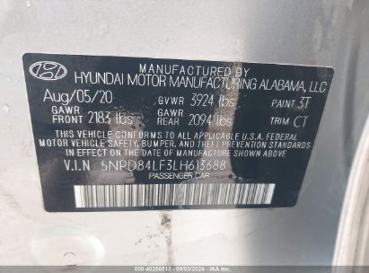 Lot #2990355226 2020 HYUNDAI ELANTRA SEL