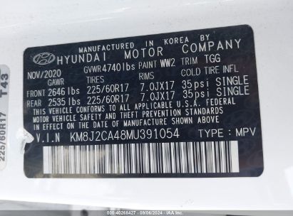 Lot #2996535459 2021 HYUNDAI TUCSON SE