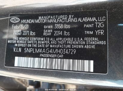 Lot #3035087744 2021 HYUNDAI ELANTRA SEL