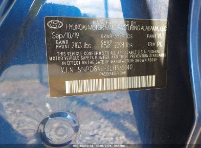 Lot #2992827398 2020 HYUNDAI ELANTRA SEL