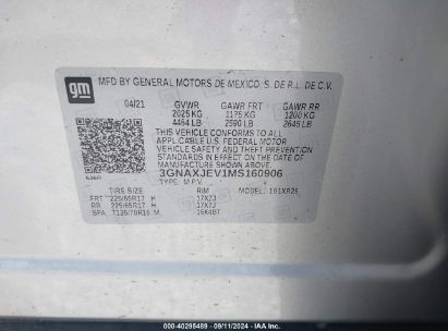 Lot #2995286582 2021 CHEVROLET EQUINOX FWD 2FL