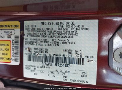 Lot #2992827297 2015 FORD FUSION HYBRID SE