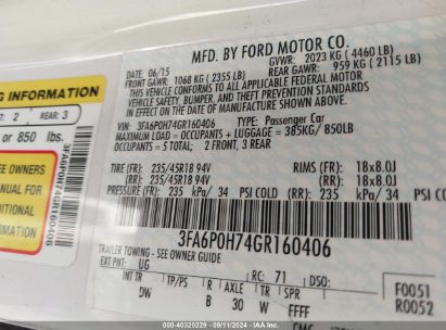 Lot #3033210568 2016 FORD FUSION SE