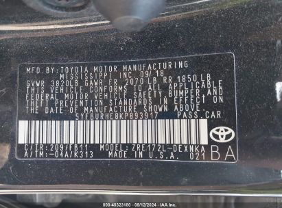 Lot #3035087507 2019 TOYOTA COROLLA LE