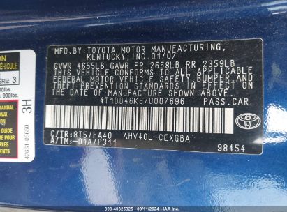 Lot #3035078043 2007 TOYOTA CAMRY HYBRID