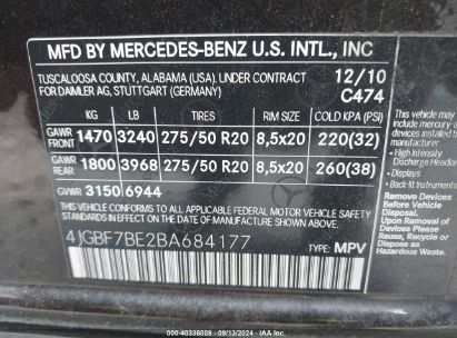 Lot #2992827480 2011 MERCEDES-BENZ GL 450 4MATIC