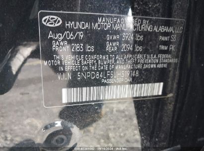 Lot #2996535399 2020 HYUNDAI ELANTRA SEL