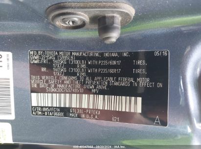 Lot #2996535388 2016 TOYOTA SIENNA LE 8 PASSENGER