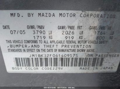 Lot #3035089770 2006 MAZDA MAZDA3 I