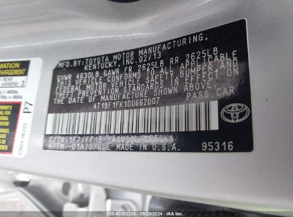 Lot #3007845660 2013 TOYOTA CAMRY SE