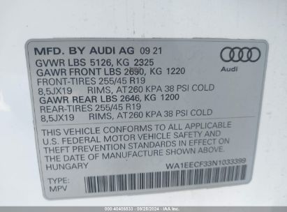 Lot #2992830411 2022 AUDI Q3 PREMIUM PLUS 45 TFSI S LINE QUATTRO TIPTRONIC