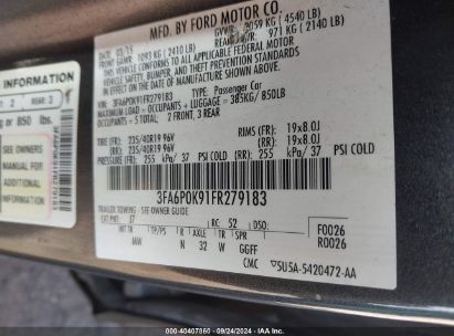 Lot #3035087258 2015 FORD FUSION TITANIUM