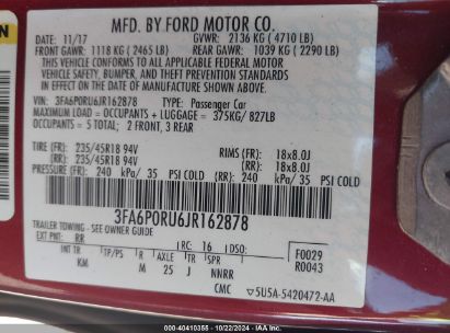 Lot #3052077077 2018 FORD FUSION HYBRID TITANIUM