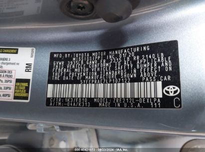 Lot #3035087215 2020 TOYOTA COROLLA LE