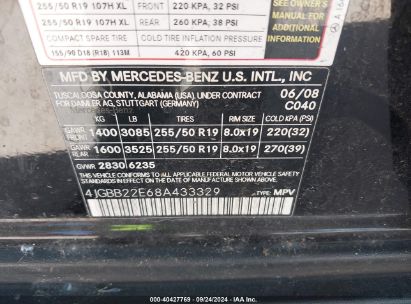 Lot #2997777796 2008 MERCEDES-BENZ ML 320 CDI 4MATIC