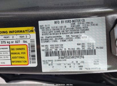 Lot #2996535018 2017 FORD FUSION ENERGI TITANIUM