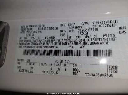 Lot #2992835258 2017 FORD ESCAPE SE