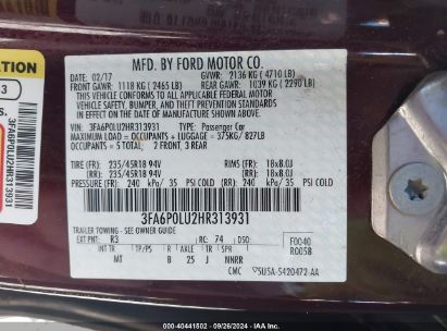 Lot #2992833266 2017 FORD FUSION HYBRID SE