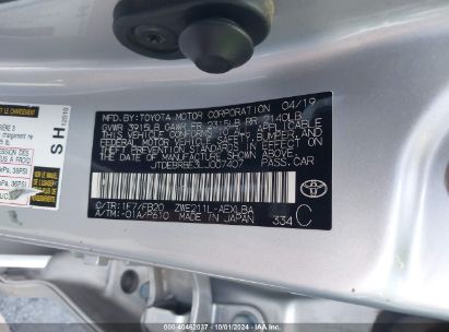 Lot #2992820513 2020 TOYOTA COROLLA HYBRID LE