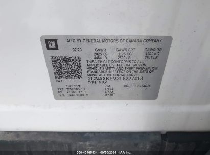 Lot #2996534889 2020 CHEVROLET EQUINOX FWD LT 1.5L TURBO