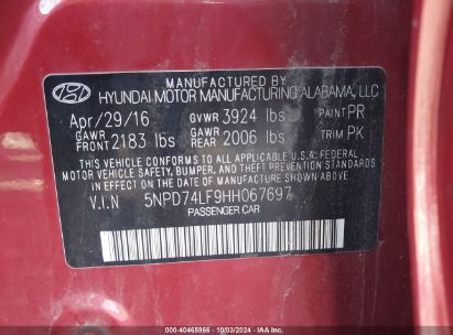 Lot #2996534880 2017 HYUNDAI ELANTRA SE