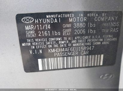 Lot #3035077253 2014 HYUNDAI ELANTRA SE